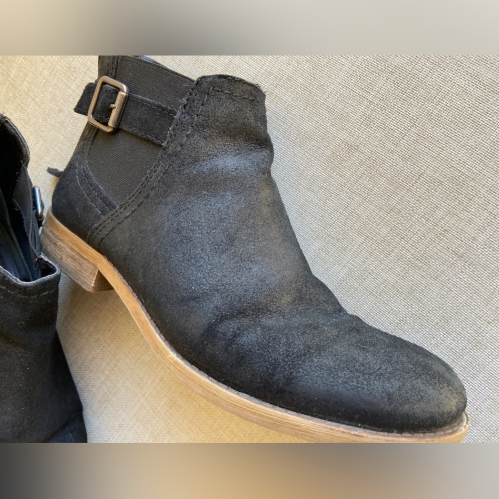 Franco Sarto “Ketty” Black Nubuck Leather Ankle Boots Booties - Picture 3 of 8